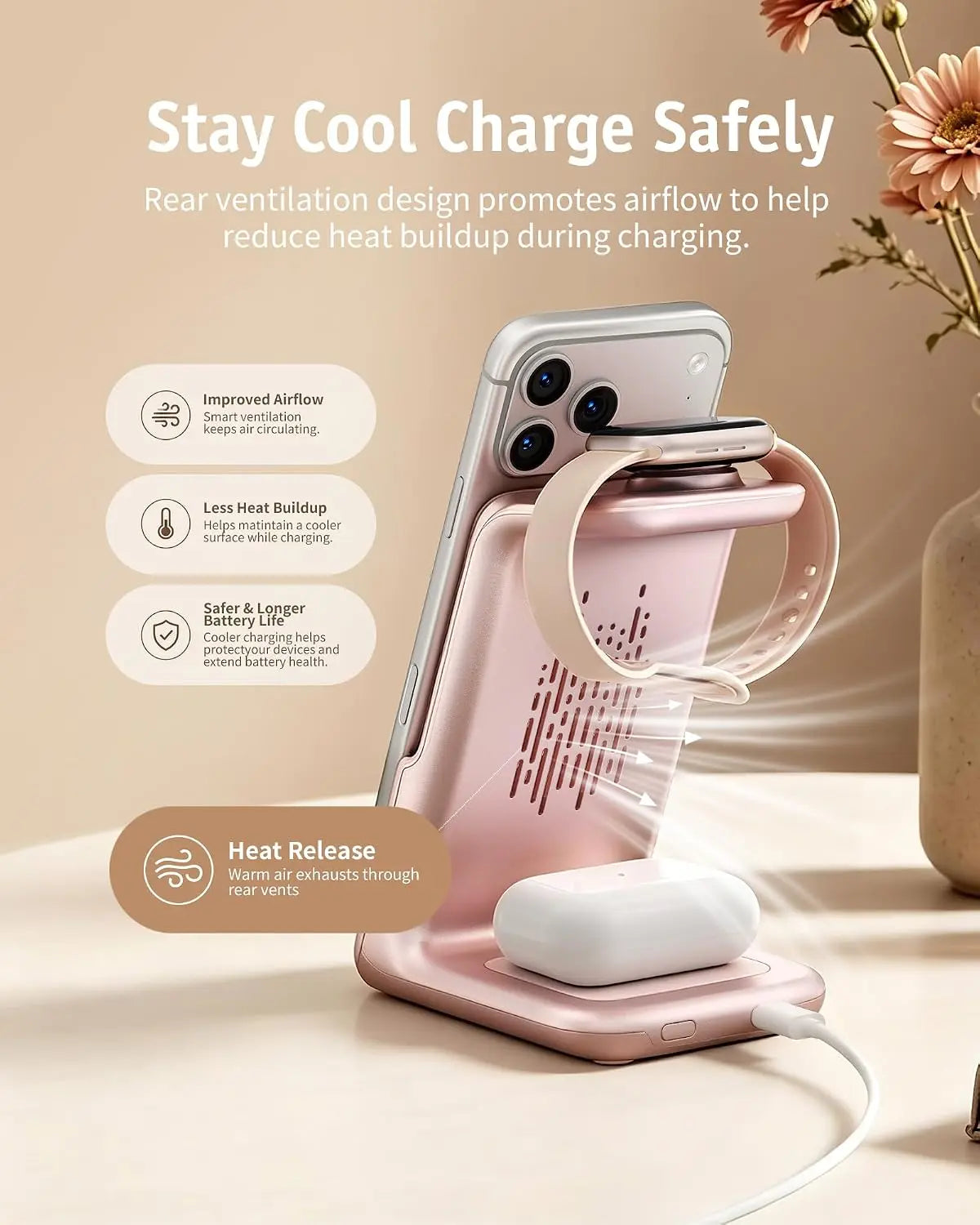 Aurodock 3-in-1 Magnetic Charging Station with 10000mAh Detachable Power Bank, 30W PD MagSafe Charger for iPhone, Apple Watch & AirPods