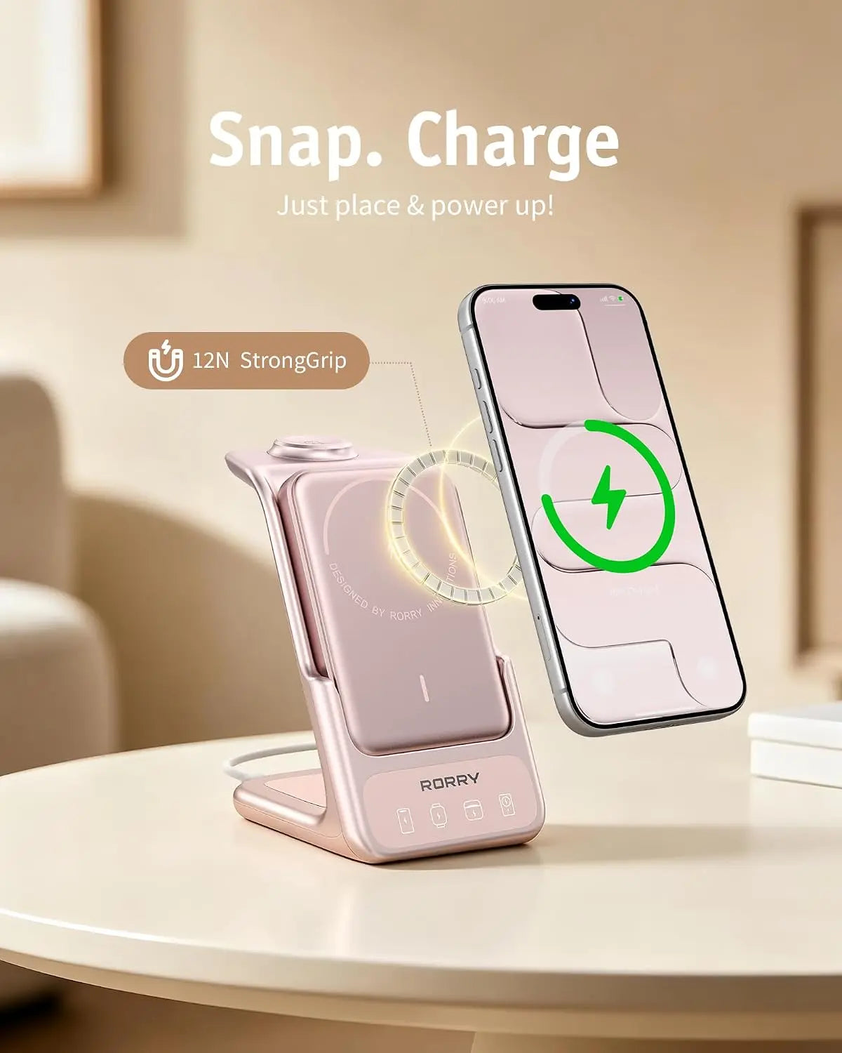 Aurodock 3-in-1 Magnetic Charging Station with 10000mAh Detachable Power Bank, 30W PD MagSafe Charger for iPhone, Apple Watch & AirPods